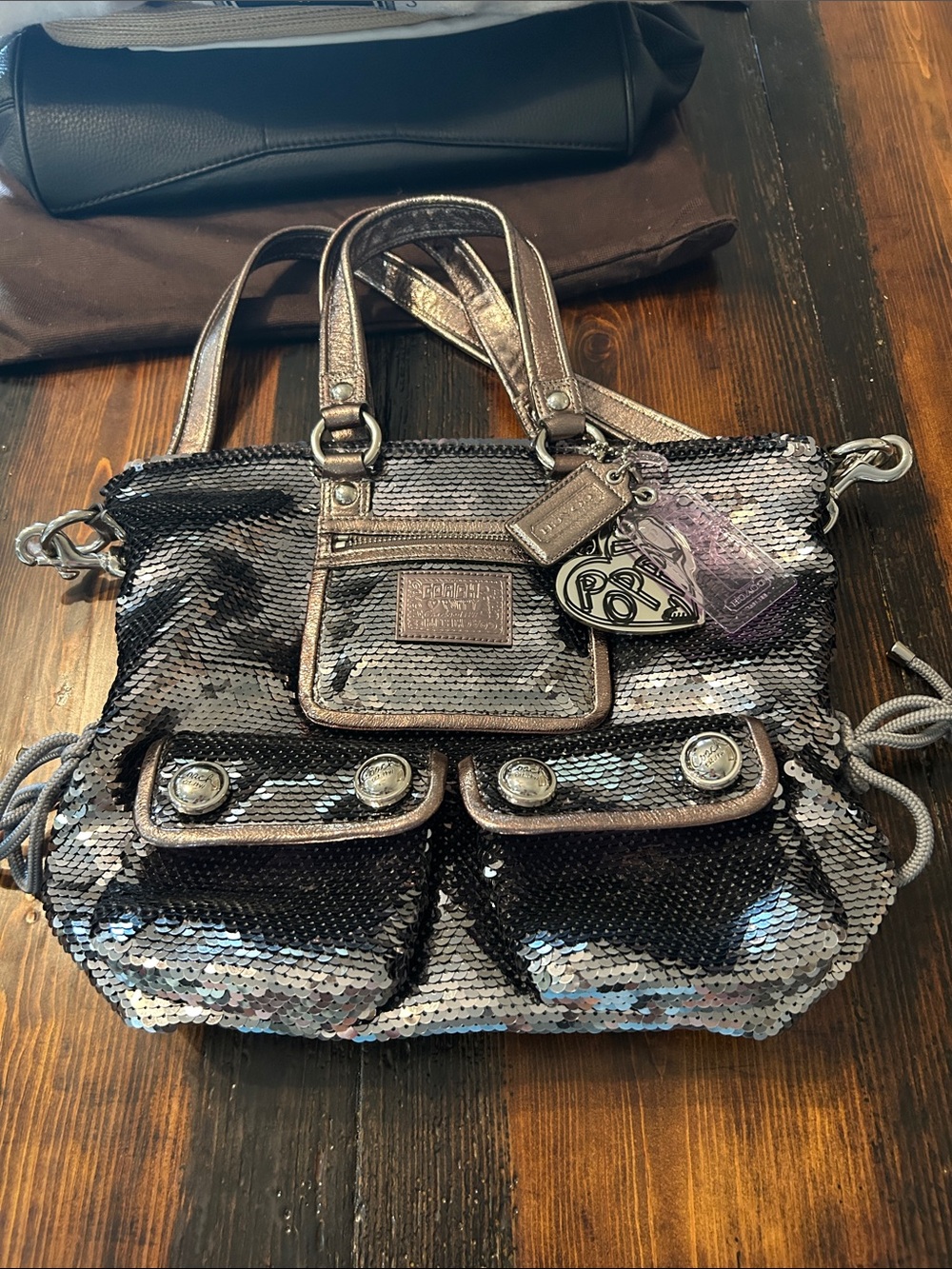 Coach Poppy Sequin Spotlight Bag in Metallic Silver